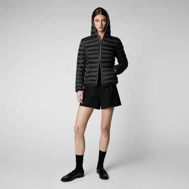 Woman's Alexis Hooded Puffer Jacket in Black
