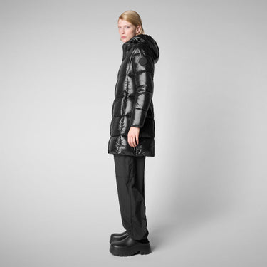 Women's Ines Hooded Puffer Jacket in Black