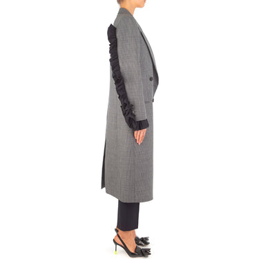 Women's Microcheck Wool Coat Grey