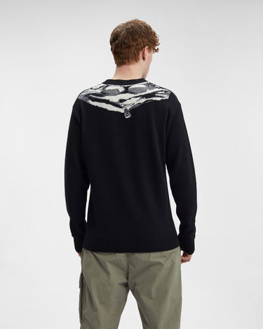 Lambswool Jacquard Goggle Knit Black