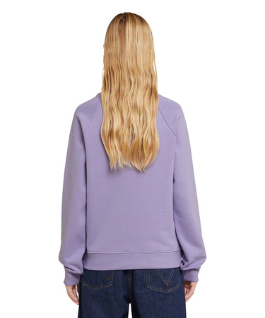 Cotton Crewneck t-shirt with new brushed MSGM logo Lilac
