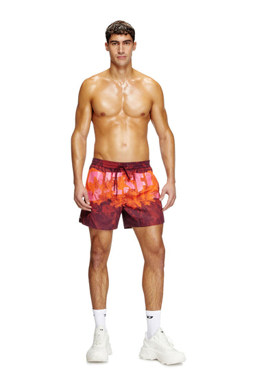 Ken-37-D-Pop Mid-length swim shorts with graphic print Red