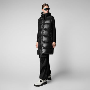 Woman's Iria Hooded Puffer Vest in Black