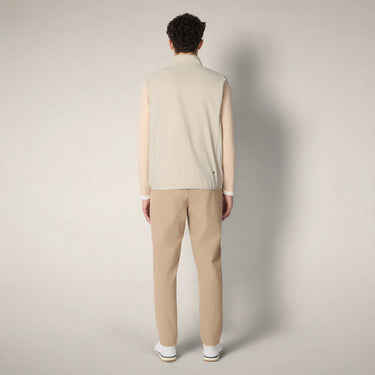 Men's puffer vest with quilted front in Rainy Beige