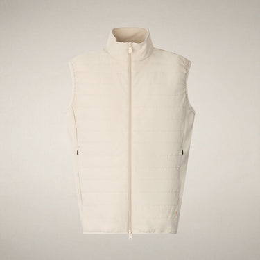Men's puffer vest with quilted front in Rainy Beige
