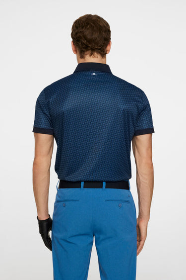J.LINDEBERG Men's Tour Tech Print Polo SHADOW BRIDGE NAVY