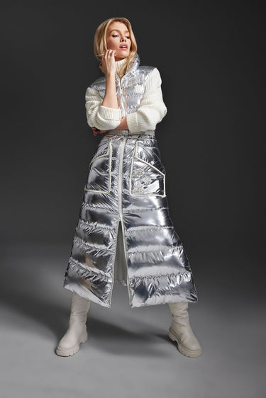 IVANKA-MSF Sleeveless metallic laminate snowflake coat Silver