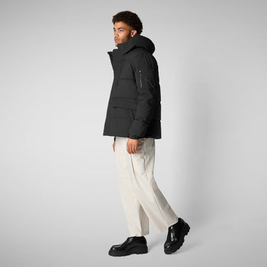 Man's Hooded Parka Alter in black