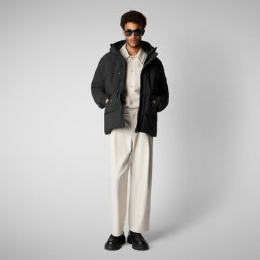 Man's Hooded Parka Alter in black