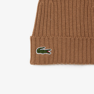 Unisex Ribbed Wool Beanie Brown