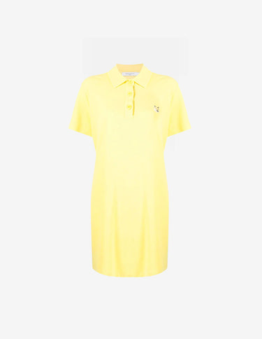 Tonal Fox Head Patch Polo Dress Lemon