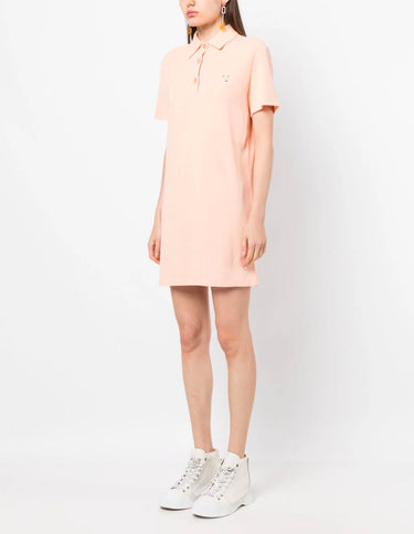 Tonal Fox Head Patch Polo Dress Peach