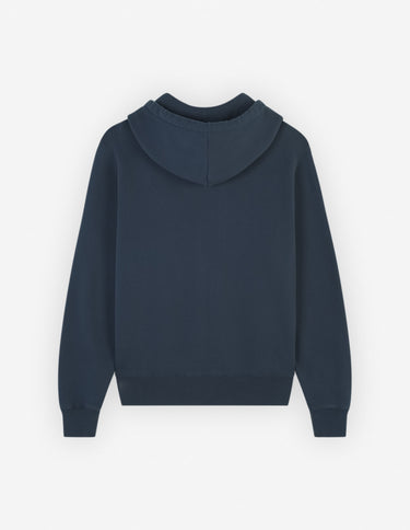 Bold Fox Head Patch Comfort Zipped Hoodie Ink Blue