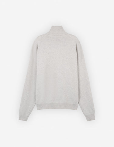 Fox Head Intarsia Comfort High Neck Jumper Light Grey Melange
