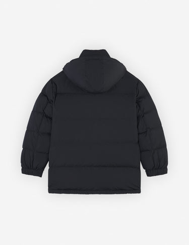 Hooded Puffer In Nylon With Tonal Fox Head Patch Black