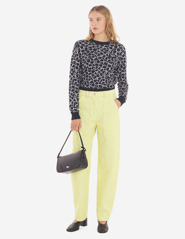 Abstract Daisy Jacquard Jumper Knitwear Ink Blue