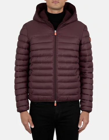 Men's Nathan Faux Fur Lined Hooded Jacket Burgundy Black