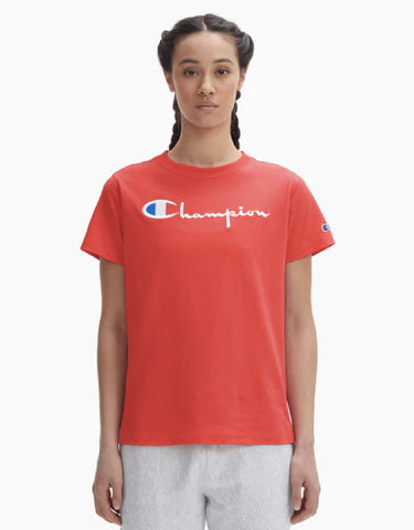 CHAMPION EUROPE<br>T-SHIRT WITH FULL CHEST LOGO SCARLET