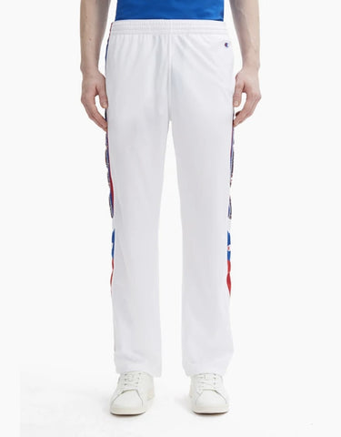 CHAMPION EUROPE<br>ARCHIVE JACQUARD LOGO TAPE TRACK PANTS WHITE
