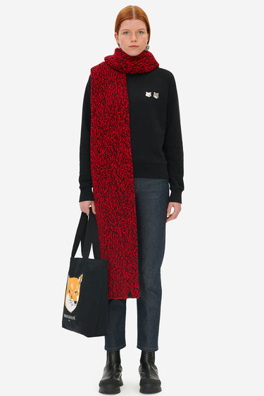 MAISON KITSUNÉ MOULINE SCARF BLACK RED CHECK