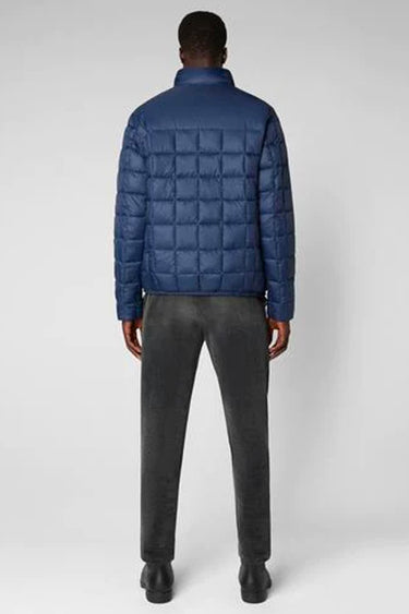Men's Colby Faux Fur Lined Puffer Jacket With Standing Collar In Navy Blue