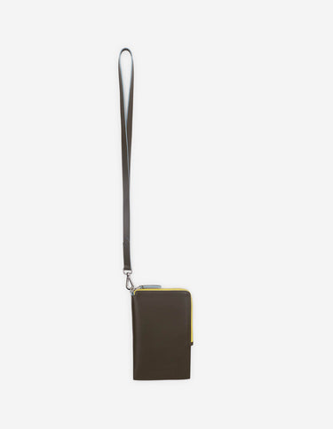 MAISON KITSUNÉ <br>MULTI-POUCHES WITH STRAP KHAKI GREY